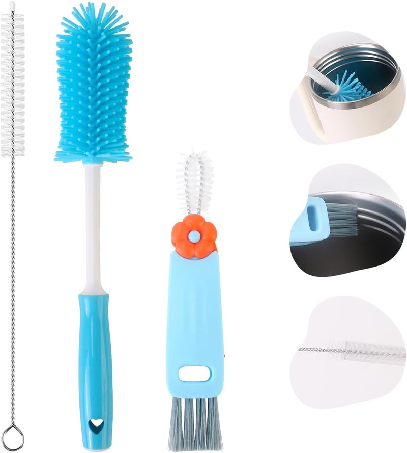 Engorgio 3 Pack Cleaner Brush Kit for Stanley, Bottle Cleaner Brush Set with Straw Brush Cleaner and Cup Lid Cleaning Brush for Stanley Cup, Tumbler Cups, Drinking Glass (Blue) - Image 1